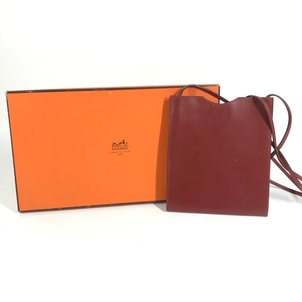 HERMES オニメトゥ カバン 斜め掛け ポシェット ショルダーバッグ レザー ユニセックス ブラウン系