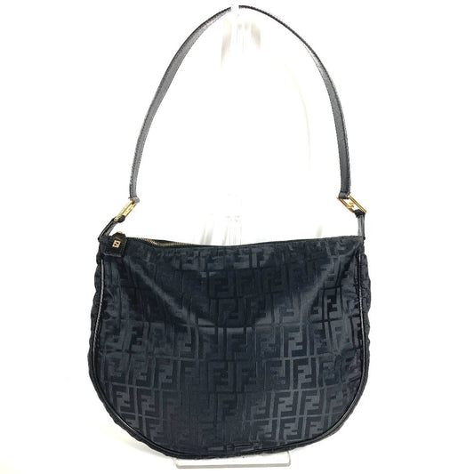 FENDI ズッカ ロゴ 肩掛け カバン ショルダーバッグ レザー/ナイロン ユニセックス ブラック
