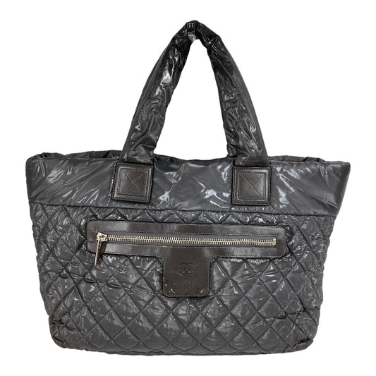 CHANEL A48611 CC ロゴ ココマーク コココクーン ミディアム トート 肩掛け カバン ショルダーバッグ ナイロン ユニセックス グレー