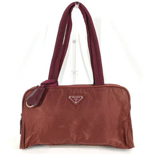 PRADA triangle logo triangle logo plate Bag, Tote Bag, Mini Duffle Bag, Shoulder Bag Shoulder Bag Nylon Wine red Based Used