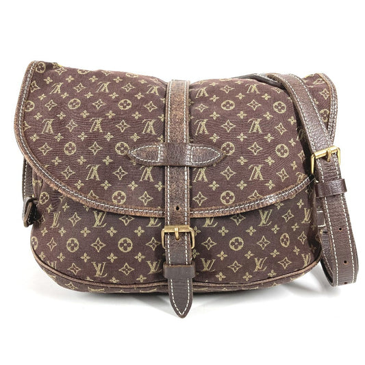 LOUIS VUITTON M95227 Monogram Mini Lin Saumur 30 Saumur 30 Bag Crossbody Flap Shoulder Bag Monogram Mini Lin Canvas Unisex Brown