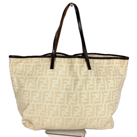 FENDI ヴィンテージ ズッカ ロゴ カバン トートバッグ 肩掛け ショルダーバッグ キャンバス/レザー ユニセックス ベージュ