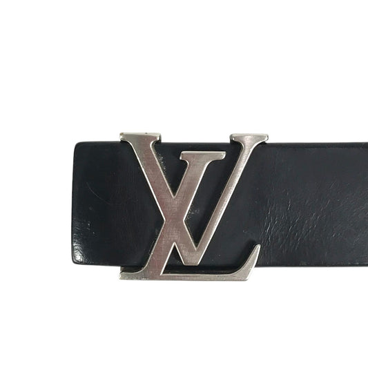 LOUIS VUITTON Initiales Belt Accessories Buckle Bottoms Belt Leather Men's Black