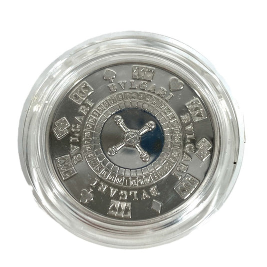 BVLGARI สเตอร์ลิงซิลเวอร์ โลโก้ ลิมิเต็ดเอดิชั่นลาสเวกัส คาสิโน ของตกแต่งเหรียญ SV925 สำหรับทุกเพศ สีเงิน