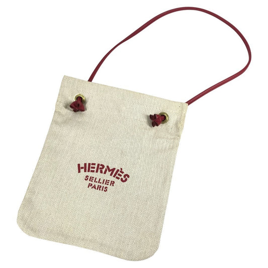 HERMES ロゴ アリーヌ PM アリーヌPM 肩掛け カバン ショルダーバッグ コットン レディース レッド