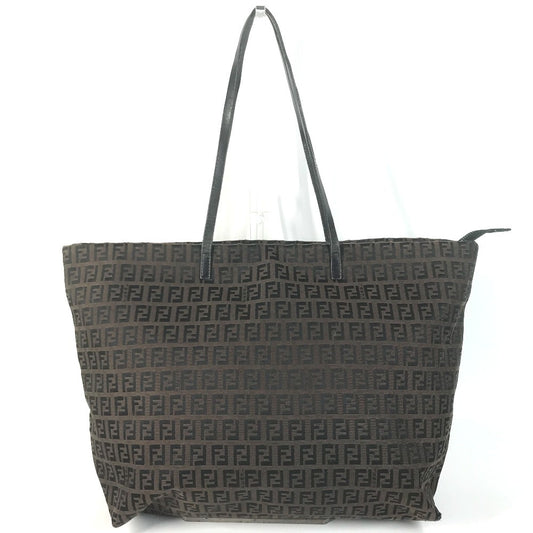 FENDI 8BH025 vintage Zucchino Logo Bag Tote Bag shawl Shoulder Bag Leather/Canvas Brown Used