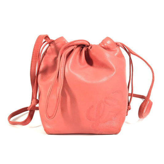 LOEWE Anagram logo Bag Crossbody Pochette Shoulder Bag Nappa leather Red Pink Based Used