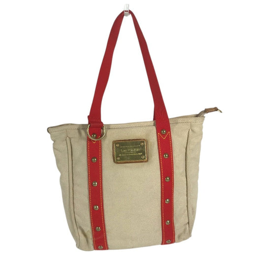 LOUIS VUITTON M40035 Antigua Cabas MM Bag Tote Bag shawl Shoulder Bag Canvas Beige/Red Used