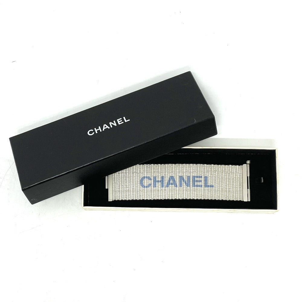 CHANEL Logo 99S Vintage Nylon Bracelet for Women, Silver and Blue