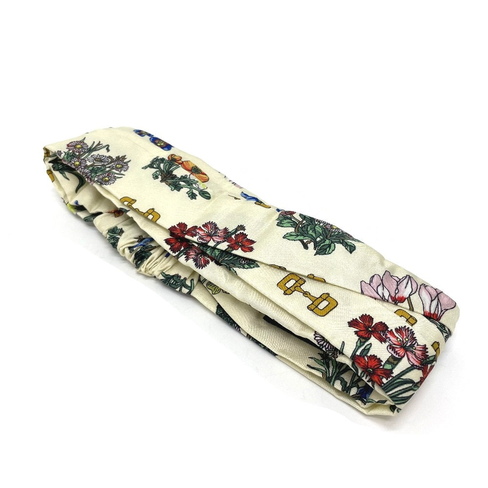 GUCCI Flower Bandana Headband, Silk, Women's, Ivory