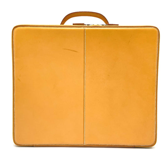 HERMES Ale Light MM Briefcase Handbag Leather Men's Natural Beige
