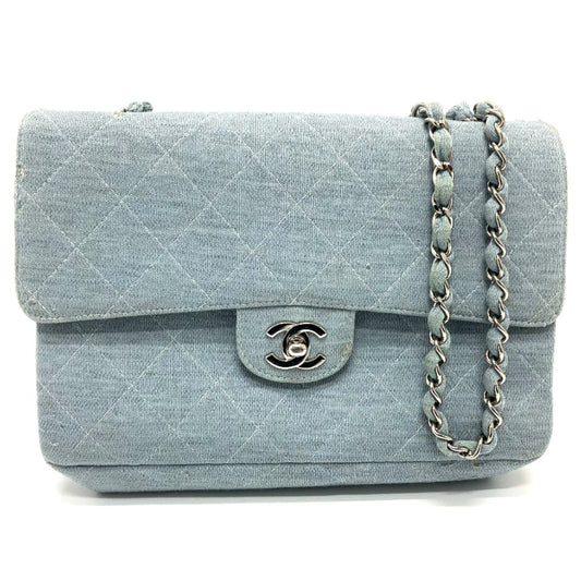 CHANEL CC Coco Mark Matelasse 25 Single Chain Shoulder Bag in Blue