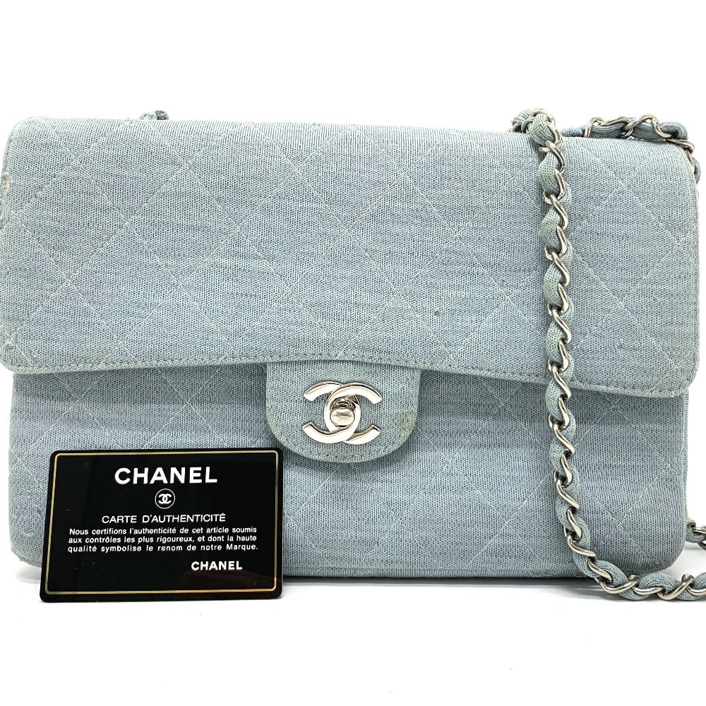 CHANEL CC ココマーク マトラッセ25 カバン シングルチェーン チェーンバッグ ショルダーバッグ ジャージ レディース ブルー