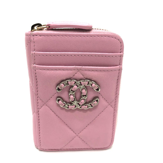 CHANEL ココマーク CC マトラッセ/カードケース ウォレット/サイフ コインケース ラムスキン レディース ピンク