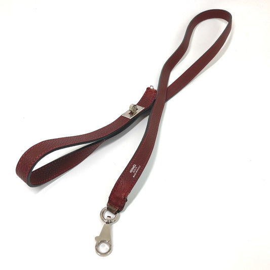 Hermes Kelly hardware leather dog leash, unisex, wine red