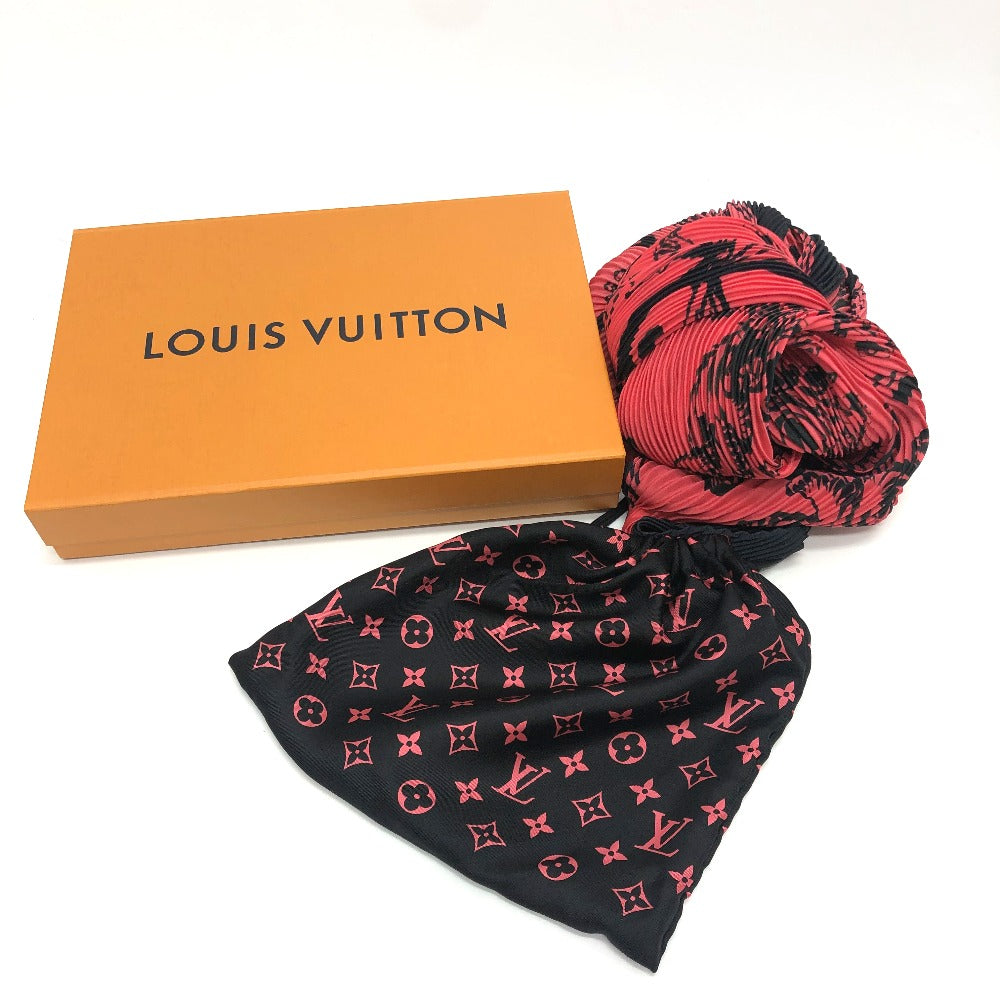 LOUIS VUITTON MP2279 ファッション小物 フローラルスタンプ ジャイアントプリーツ スカーフ シルク レディース ブラック