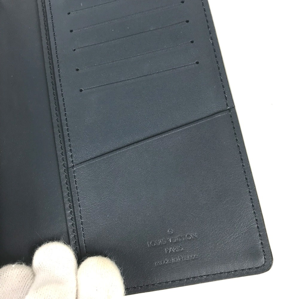 LOUIS VUITTON M41899 Cuir Ombre Portefeuille Brazza Long Wallet, Bifold Leather, Men's, Navy