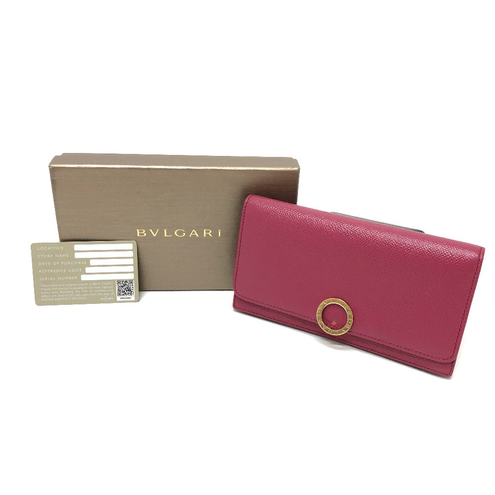 BVLGARI Logo Clip Long Wallet, Leather, Women's, Pink