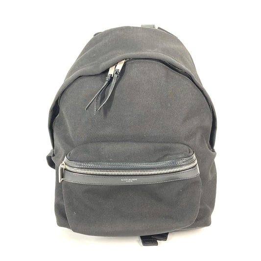 SAINT LAURENT PARIS 650617 Logo Backpack in Leather/Canvas, Men's, Black