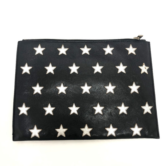 Saint Laurent Star Patch Flat Second Bag, Bag, Clutch Bag, Leather, Women's, Black