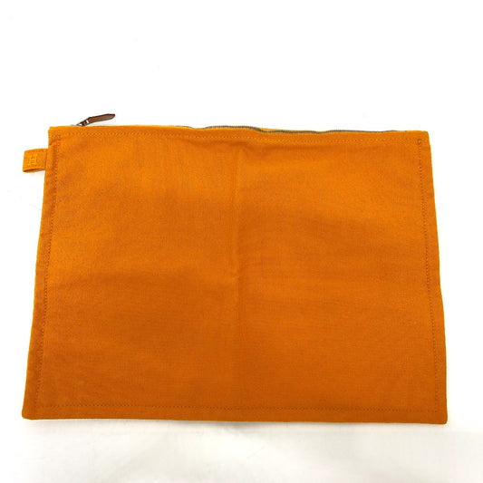 HERMES logo flat bag pouch canvas women's orange
