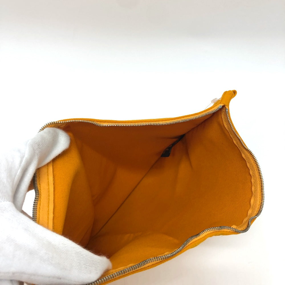 HERMES logo flat bag pouch canvas women's orange