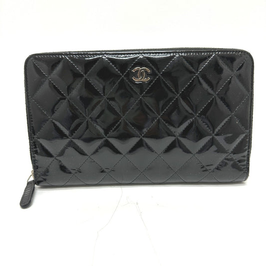 CHANEL マトラッセ ラウンド 長財布 パテントカーフレザー レディース ブラック - brandshop-reference