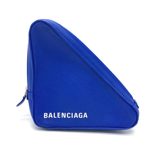 BALENCIAGA 476976 トライアングル 三角 クラッチバッグ ポーチ 小物入れ ポーチ レザー レディース ブルー - brandshop-reference
