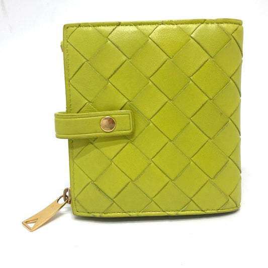 BOTTEGA VENETA 600270 Intrecciato Leather Short Bifold Wallet, Women's, Green