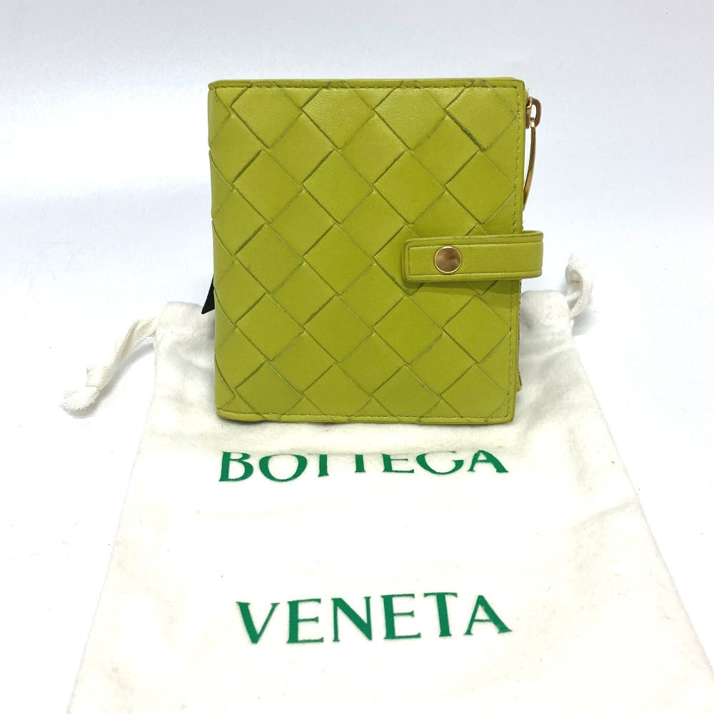 BOTTEGA VENETA 600270 イントレチャート 短財布 二つ折り財布 財布 ウォレット 2つ折り財布 レザー レディース グリーン - brandshop-reference