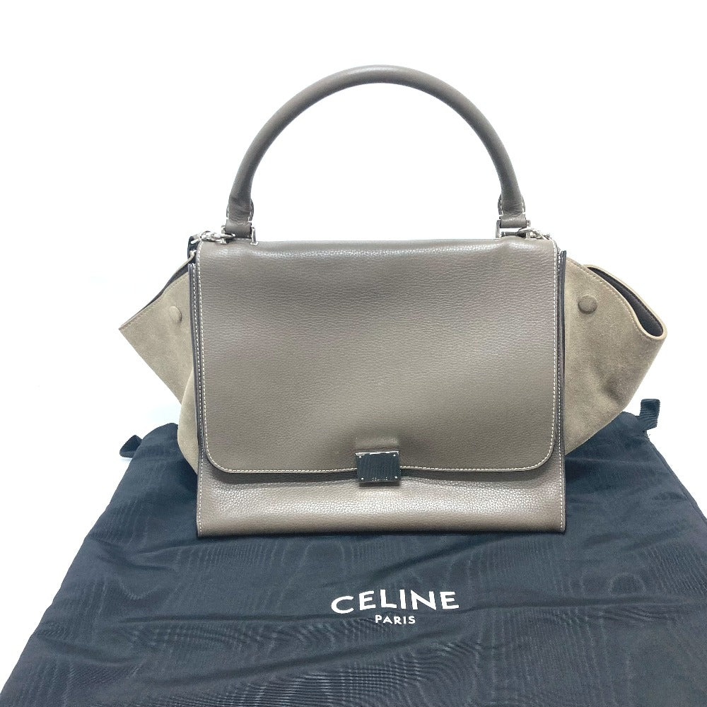 CELINE Trapeze 2-Way Handbag, Leather, Brown, Women's