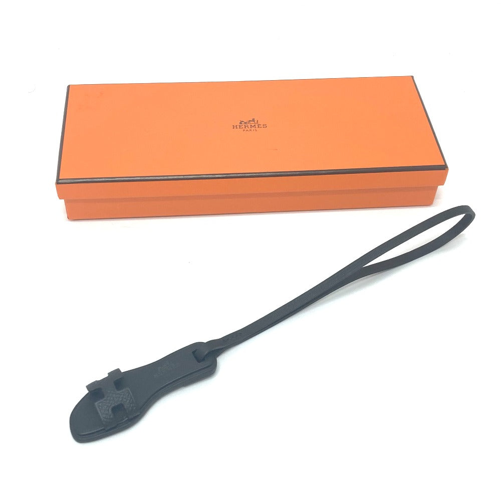 HERMES Oranno So Black Sandals, Monochrome Bag Charm, Keychain, Epsom Leather, Women's, Black