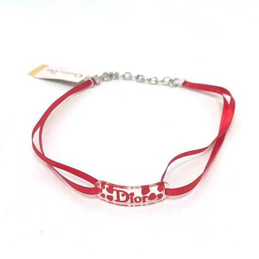 Dior logo heart plate accessory collar choker plastic women's clear x red