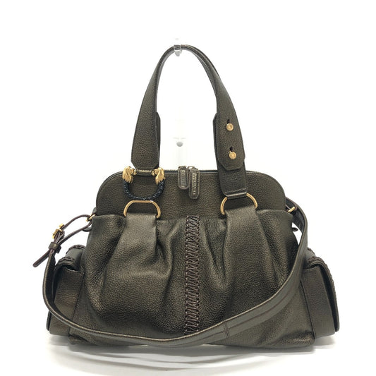BVLGARI Leoni Bag 2-Way Handbag, Shoulder Bag, Crossbody Bag, Tote Bag, Leather, Women's, Bronze