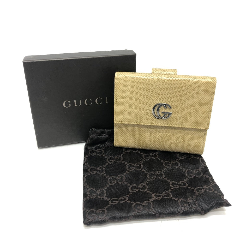 GUCCI GGマーモント ロゴ Wホック 二つ折り財布 コンパクトウォレット 2つ折り財布 レザー レディース ベージュ - brandshop-reference