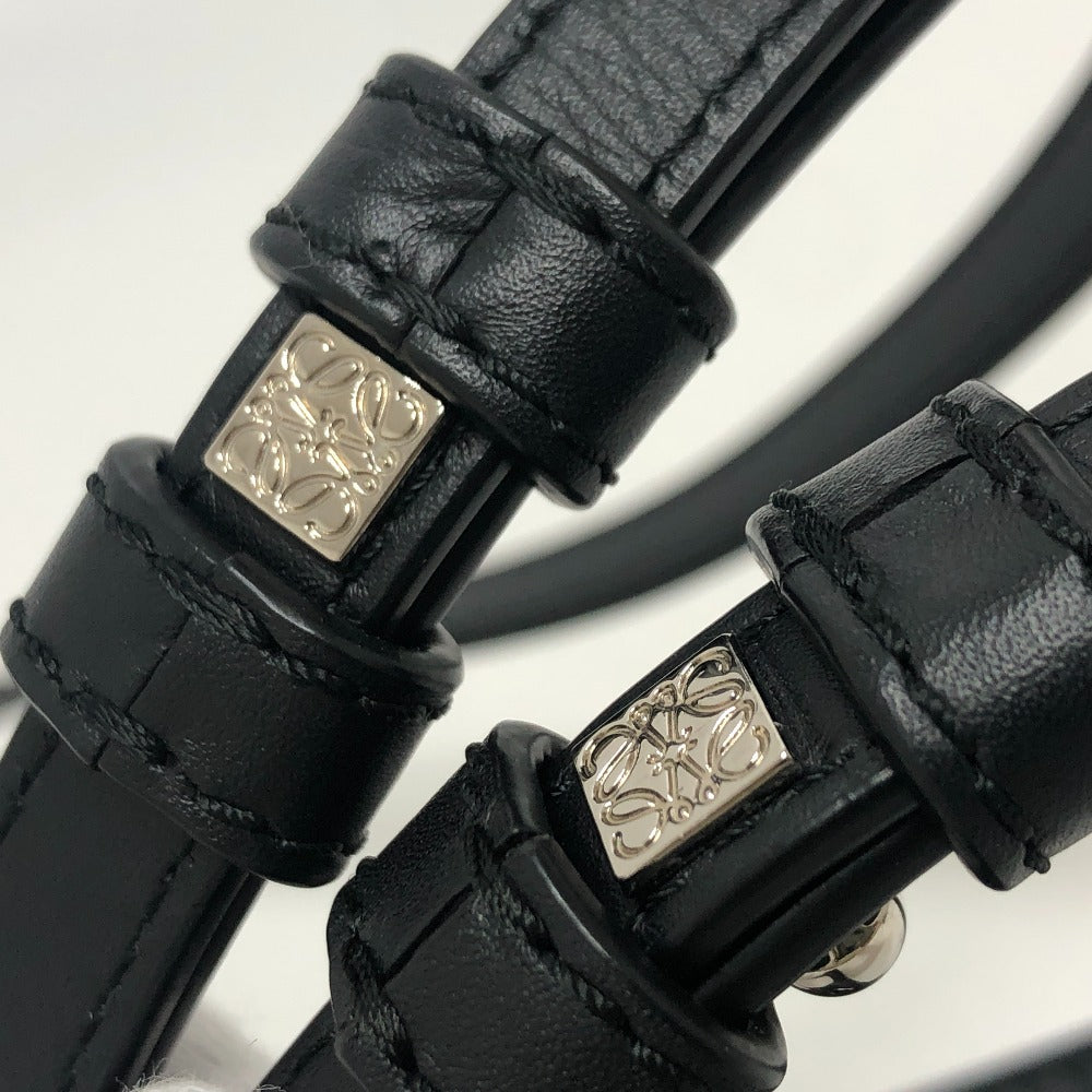 LOEWE ロゴ ガゼットフラット クロスボディ ポシェット ショルダーバッグ レザー レディース ブラック - brandshop-reference