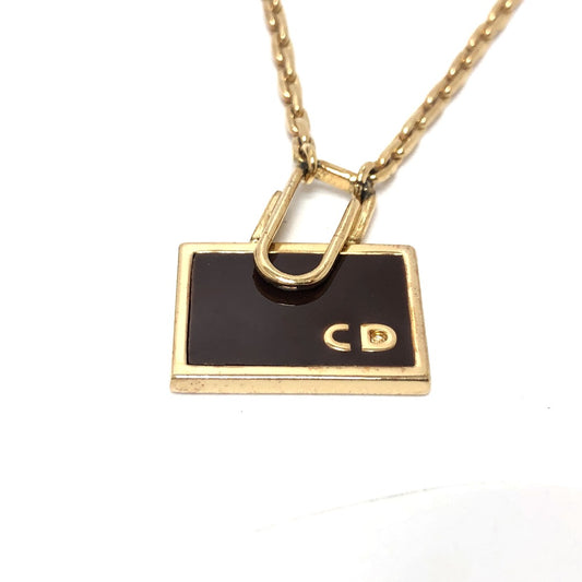 Dior bag motif chain necklace GP women's gold