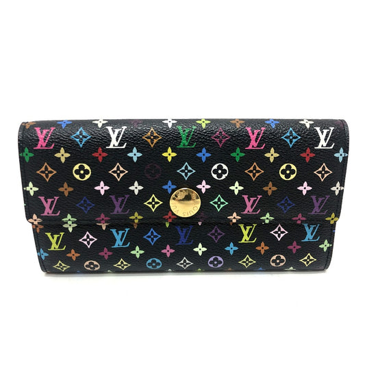 LOUIS VUITTON M93747 ポルトフォイユ サラ 財布 ウォレット フラップ 長財布 モノグラムマルチカラーキャンバス レディース ブラック - brandshop-reference