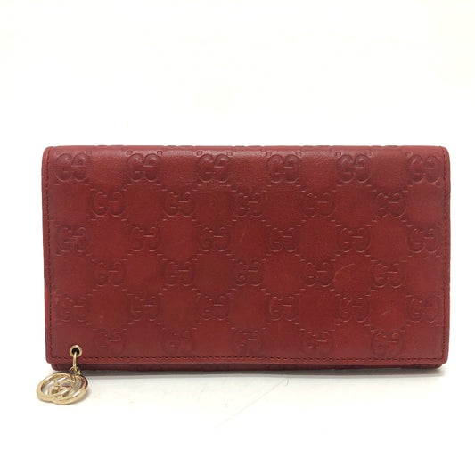 GUCCI 212109 GG Shimmer Line Wallet, Flap Wallet, Shimmer Leather, Women's, Red