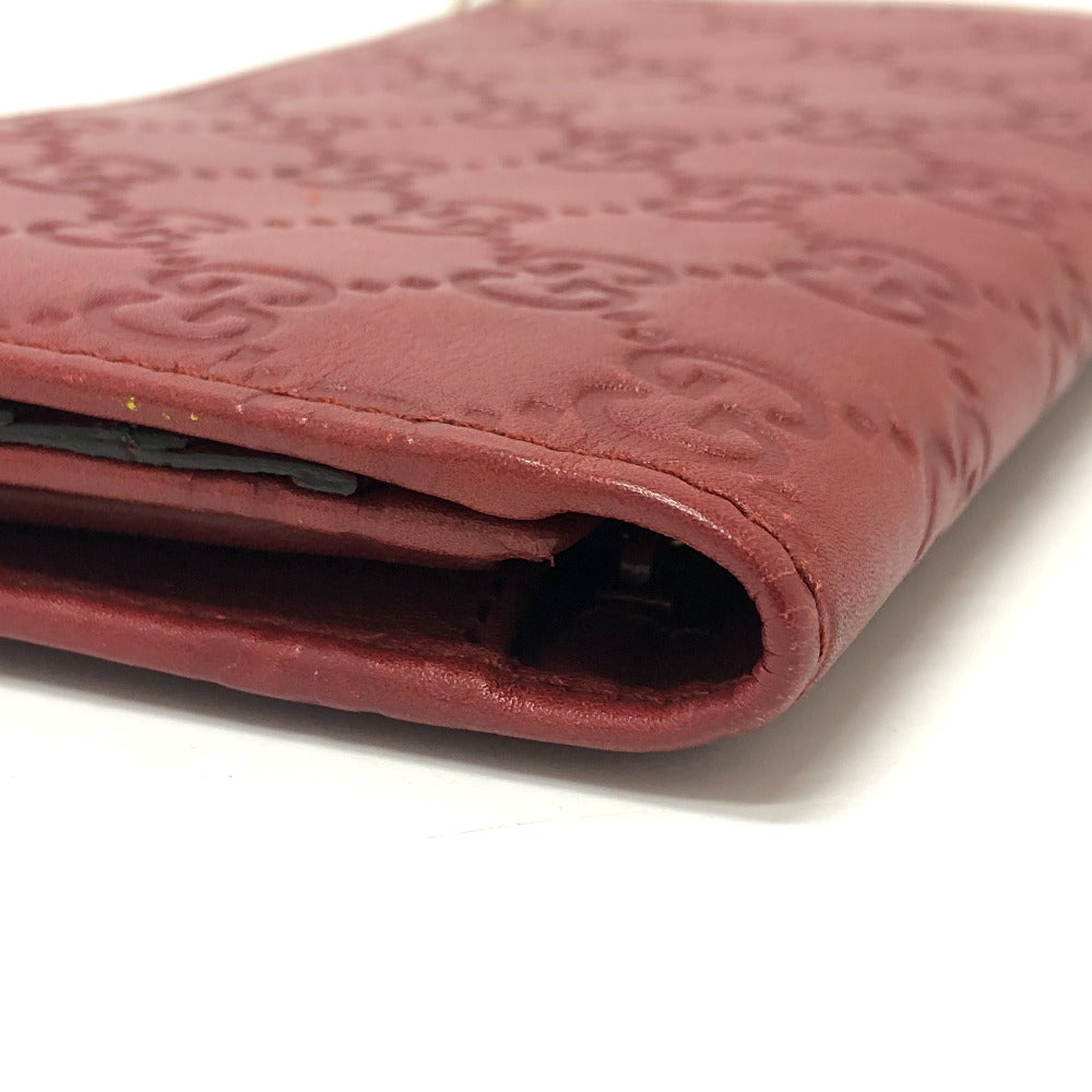 GUCCI 212109 GG Shimmer Line Wallet, Flap Wallet, Shimmer Leather, Women's, Red