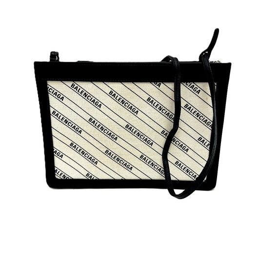 BALENCIAGA 528147 All-Over Print Pochette Bag, Crossbody/Shoulder Bag, Leather/Canvas, Women's, White/Black