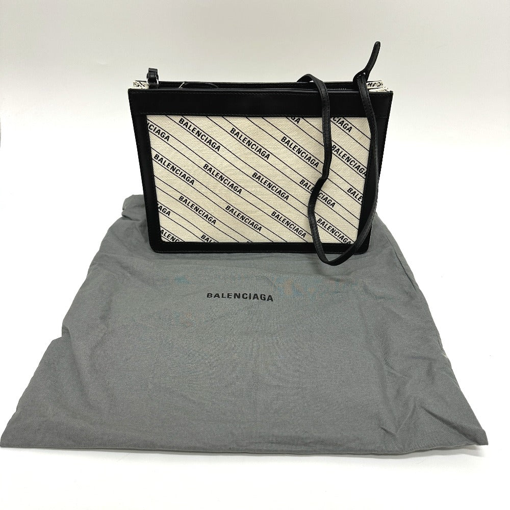 BALENCIAGA 528147 All-Over Print Pochette Bag, Crossbody/Shoulder Bag, Leather/Canvas, Women's, White/Black