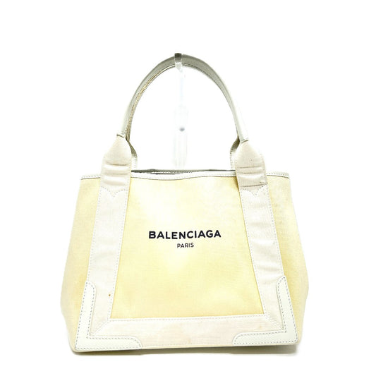 BALENCIAGA 339933 ネイビーカバスS カバン バッグ ハンドバッグ トートバッグ キャンバス/レザー レディース ホワイト