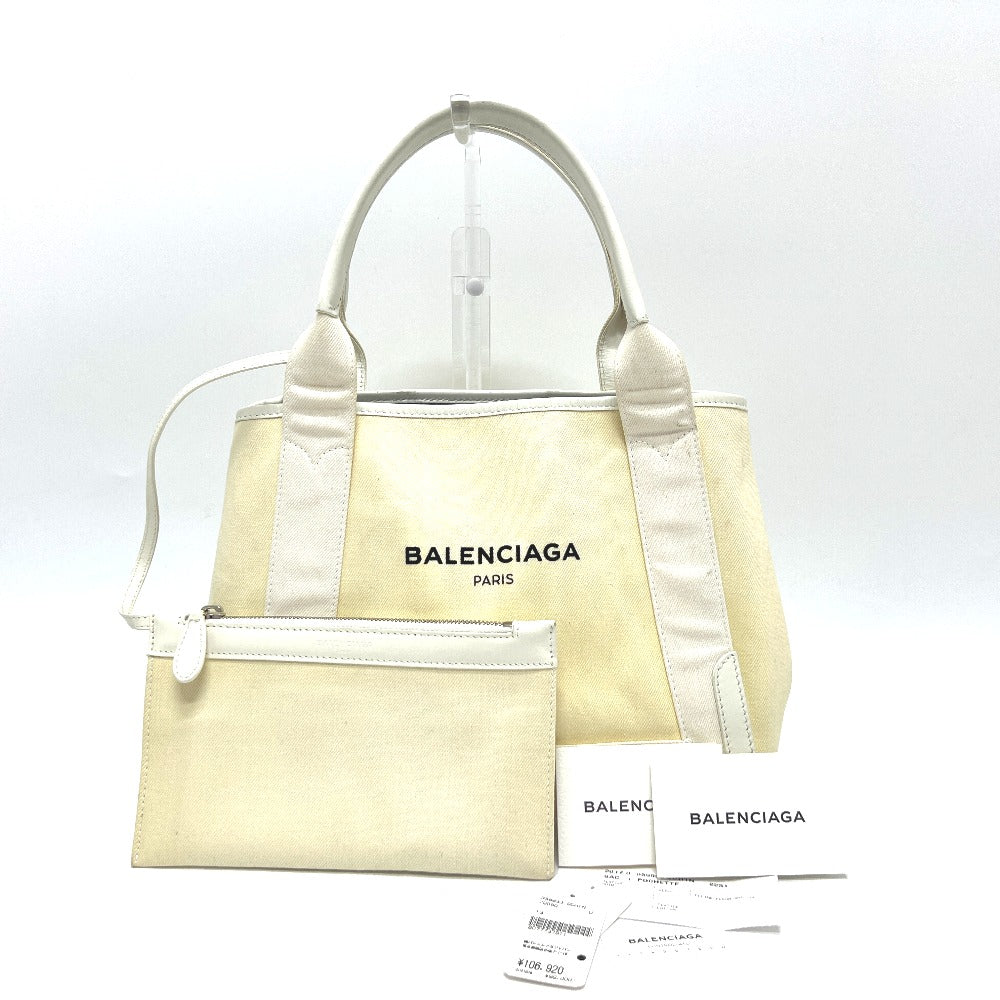 BALENCIAGA 339933 ネイビーカバスS カバン バッグ ハンドバッグ トートバッグ キャンバス/レザー レディース ホワイト - brandshop-reference
