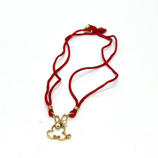 Dior Rabbit Motif Necklace Choker Metal Women's Gold