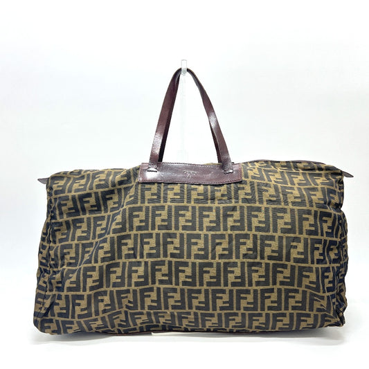 FENDI Zucca pattern foldable tote bag in leather/canvas, brown, for women