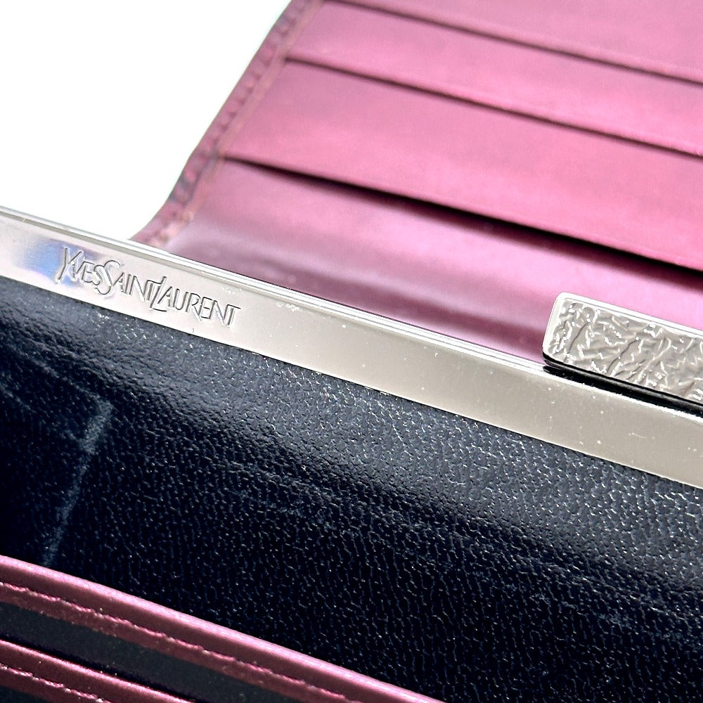 Yves Saint Laurent YSL Logo Seluruh Corak Dompet Long Bifold Bifold Clasp Long Wallet Wine Wine Wine Red