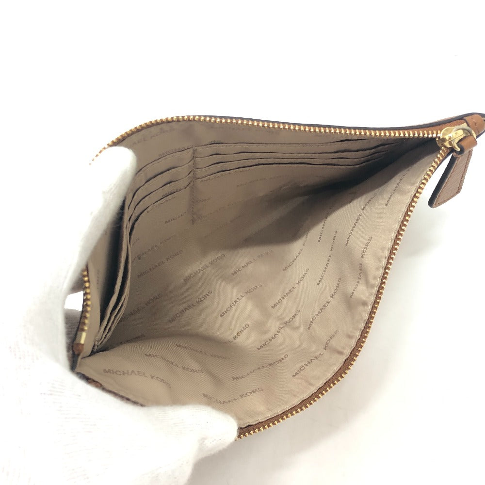 Michael Kors Logo Bag Reversible Handbag Shoulder Tote Bag Leather Women's Brown x Orange