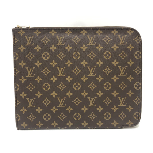 LOUIS VUITTON M53456 Posh Documentation Bag Second Bag Document Case L-shaped Zipper Clutch Bag Unisex Brown
