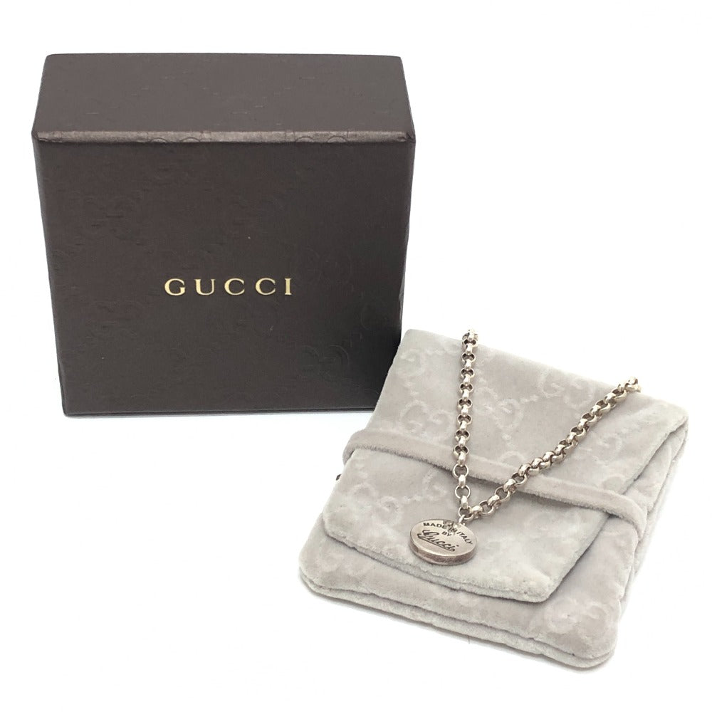 GUCCI Circle Logo Accessory Pendant Cursive Chain Necklace SV925 Women's Silver
